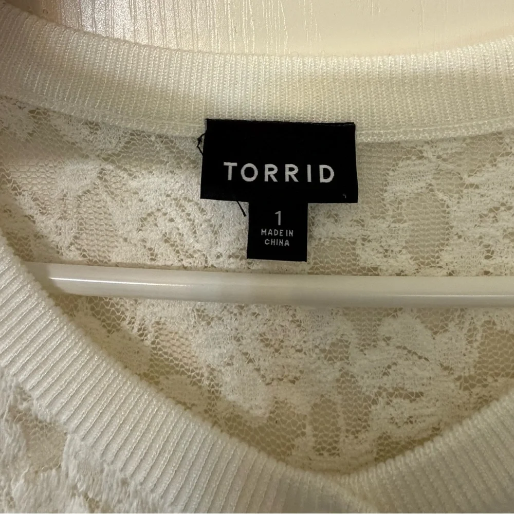 Torrid Cream Lace Knit Top - Picture 3 of 4